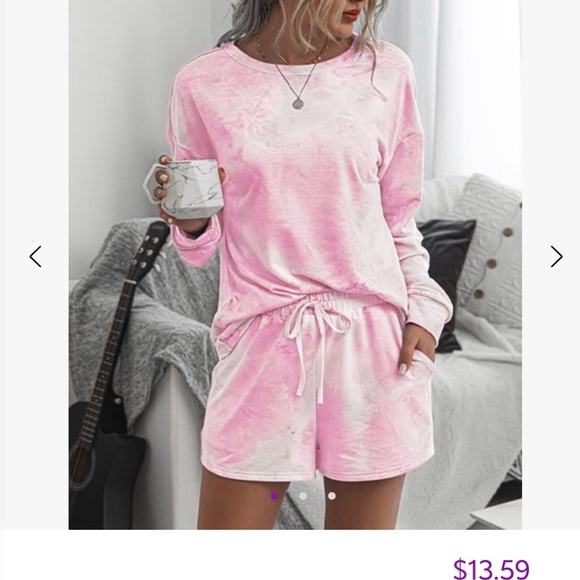 Romantichut | Pastel Tie-Dye Long-Sleeve & Drawstring Pocket Shorts - Women S - Picture 2 of 6